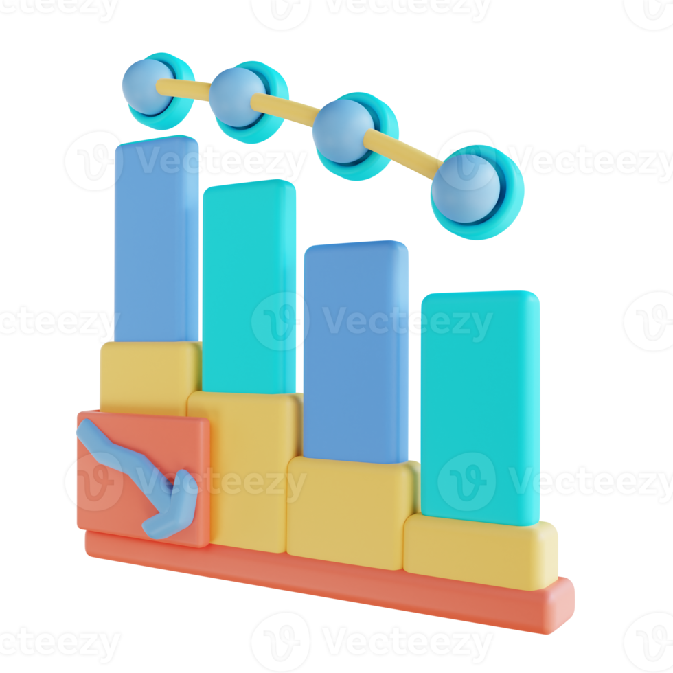 3d illustrazione attività commerciale grafico giù png