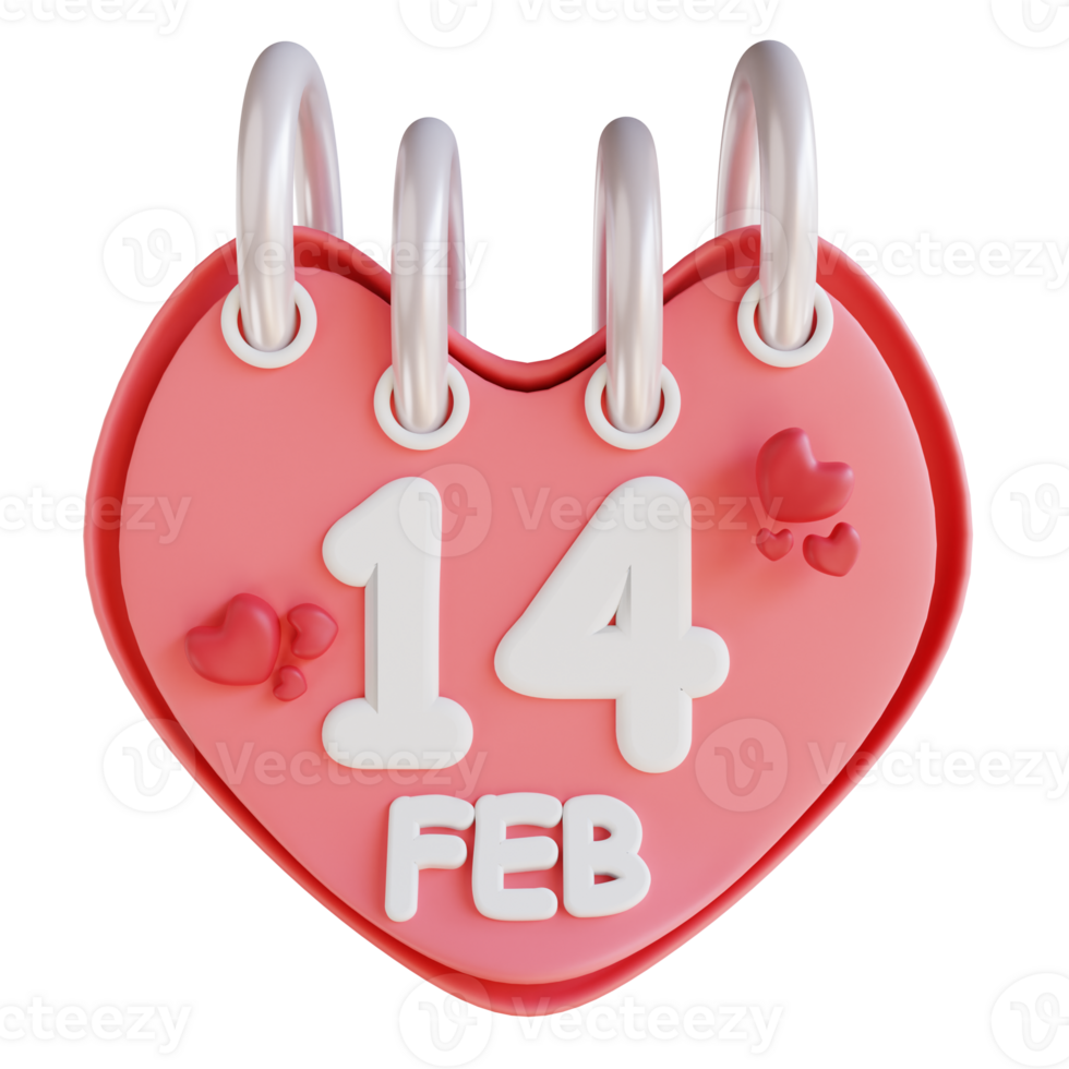 3D illustration valentines calendar png