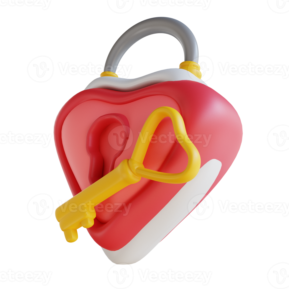 3D illustration love padlock png