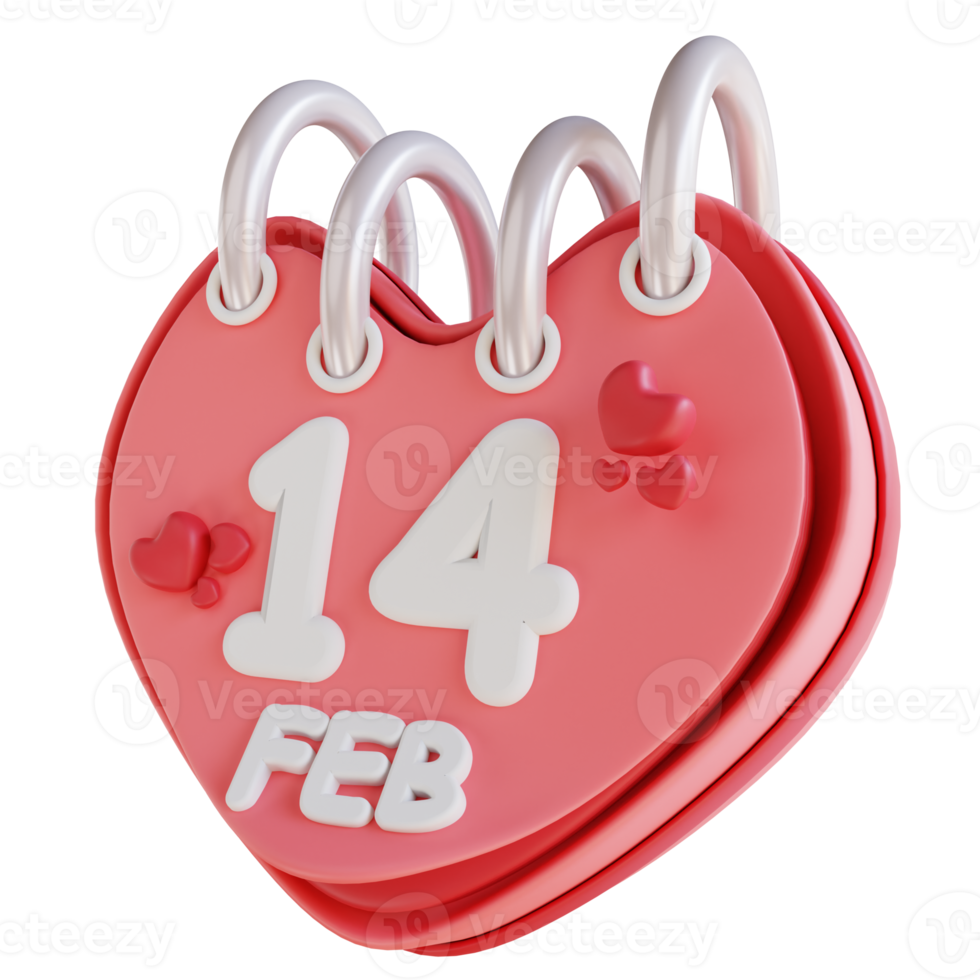 3D illustration valentines calendar png