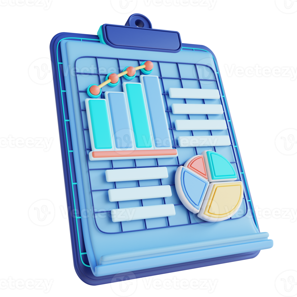 3d illustrazione attività commerciale dati rapporti png