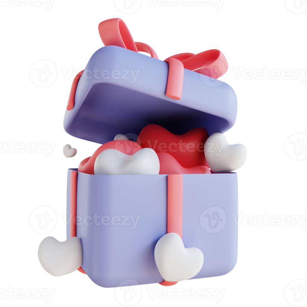 3d illustration love gift box png