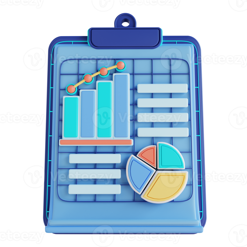 rapports de données d'entreprise d'illustration 3d png