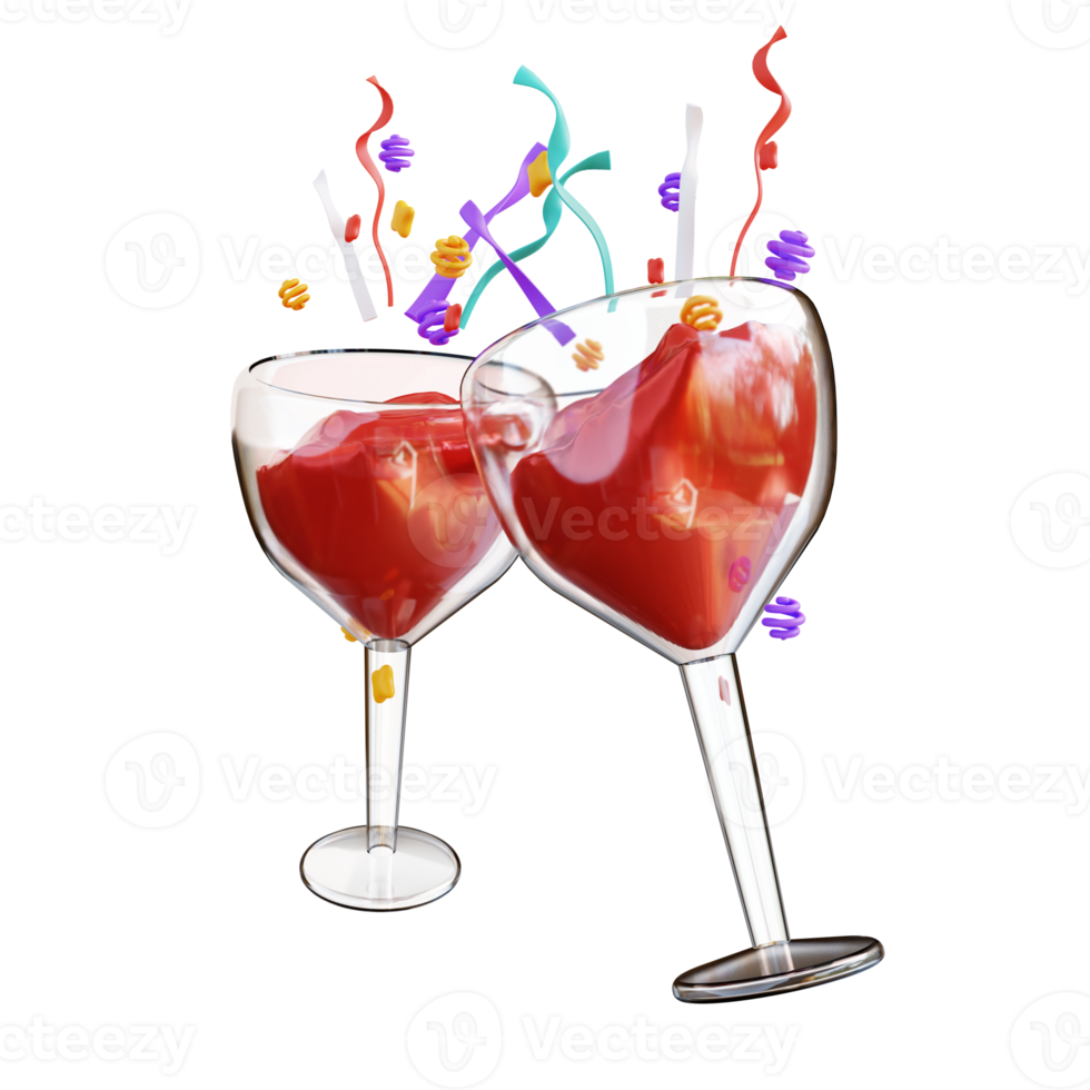 3d illustratie twee drinken bril png