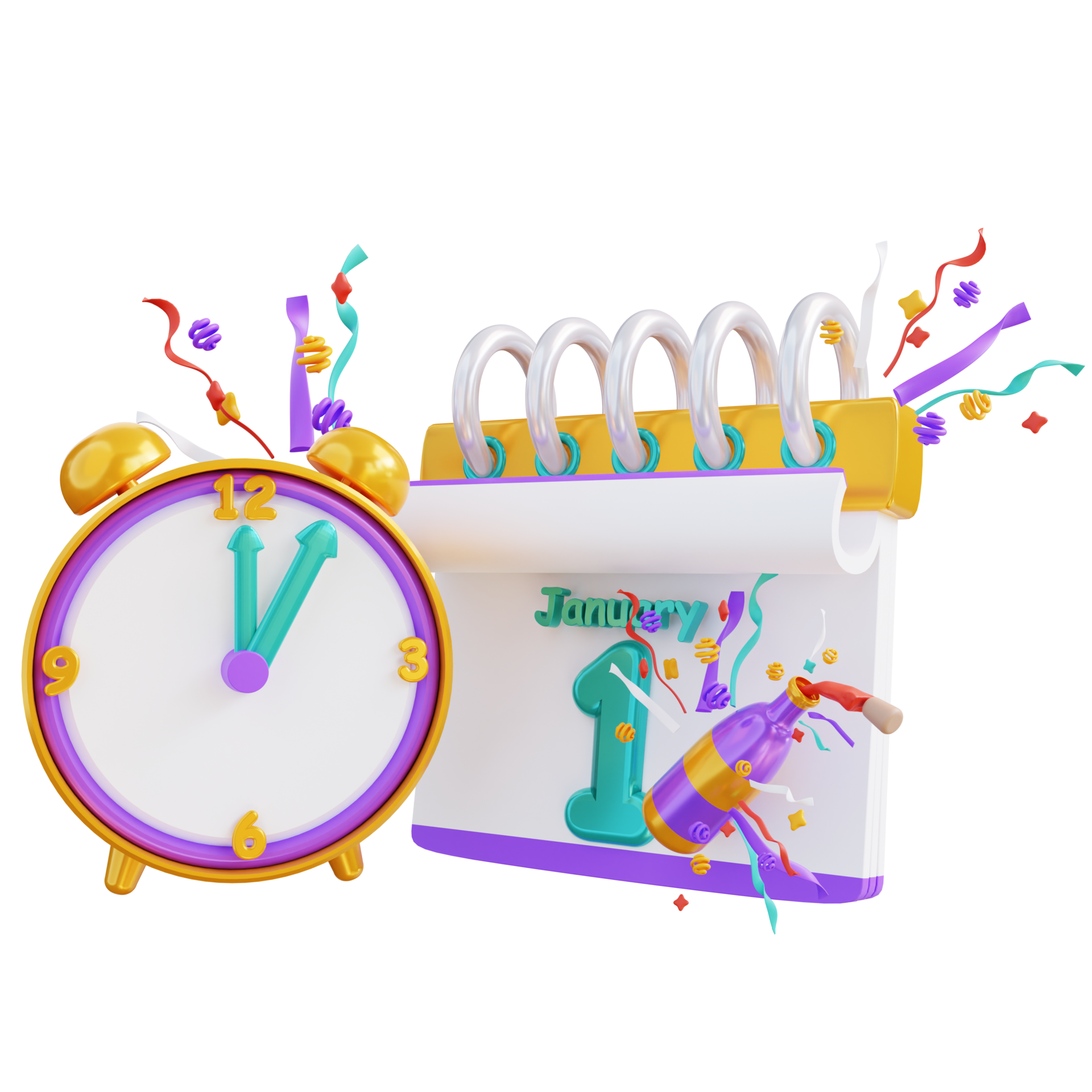 3d Illustration New Year Clock And Calendar 16329390 PNG 3d-illustration-new-year-clock-and-calendar-16329390-png