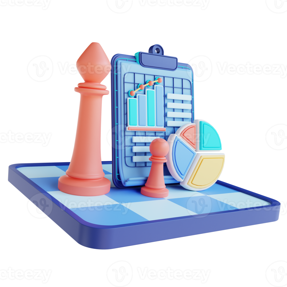 3D illustration business strategy analysis png