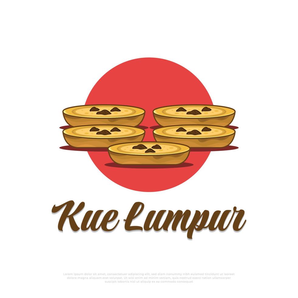 ilustración de comida tradicional indonesia llamada kue lumpur. bocadillos indonesios dibujados a mano vector