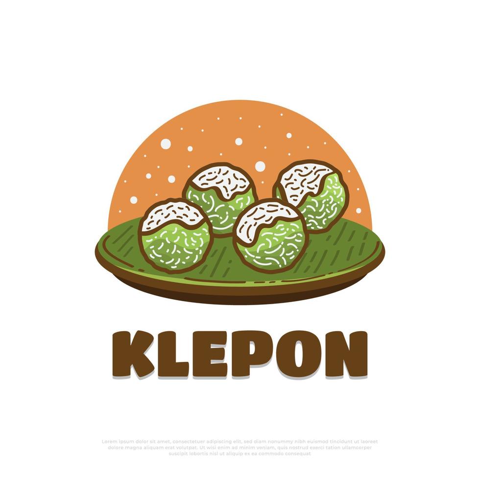 Illustration of Klepon Sprinkled with Grated Coconut. Indonesian Traditional Food or Snack vector