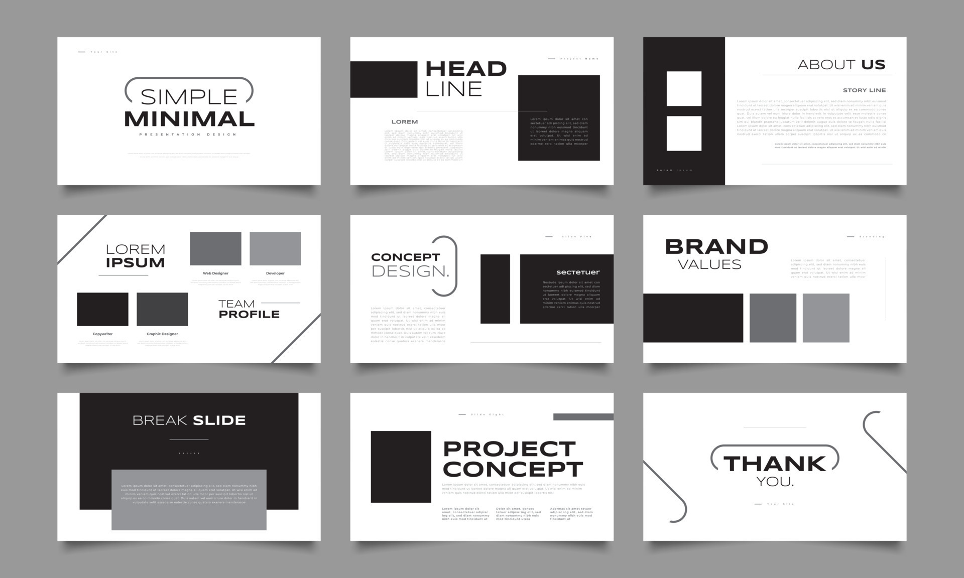 simple black and white presentation template