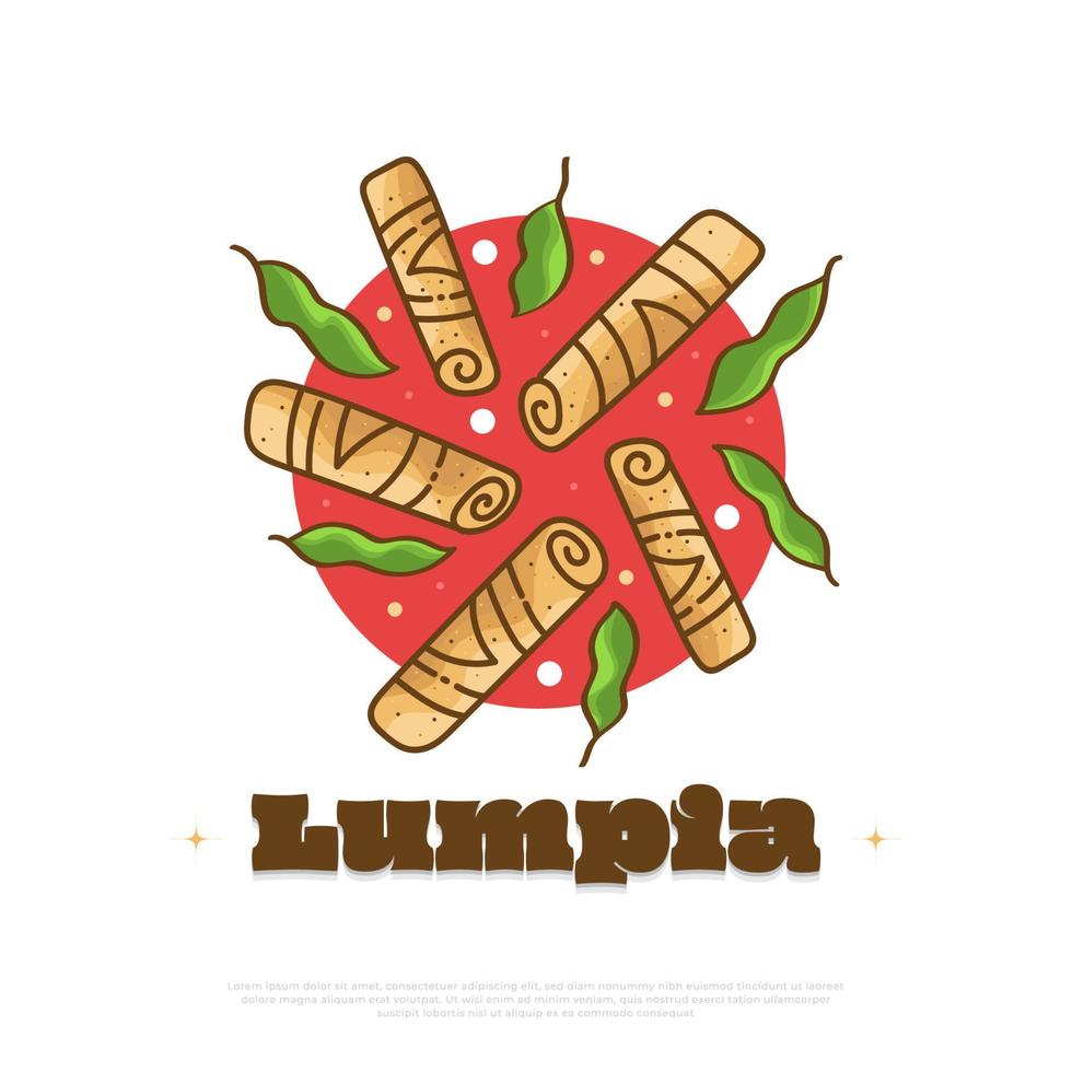 Lumpia, Traditional Food From Indonesia. Illustration of Indonesian Snack vector