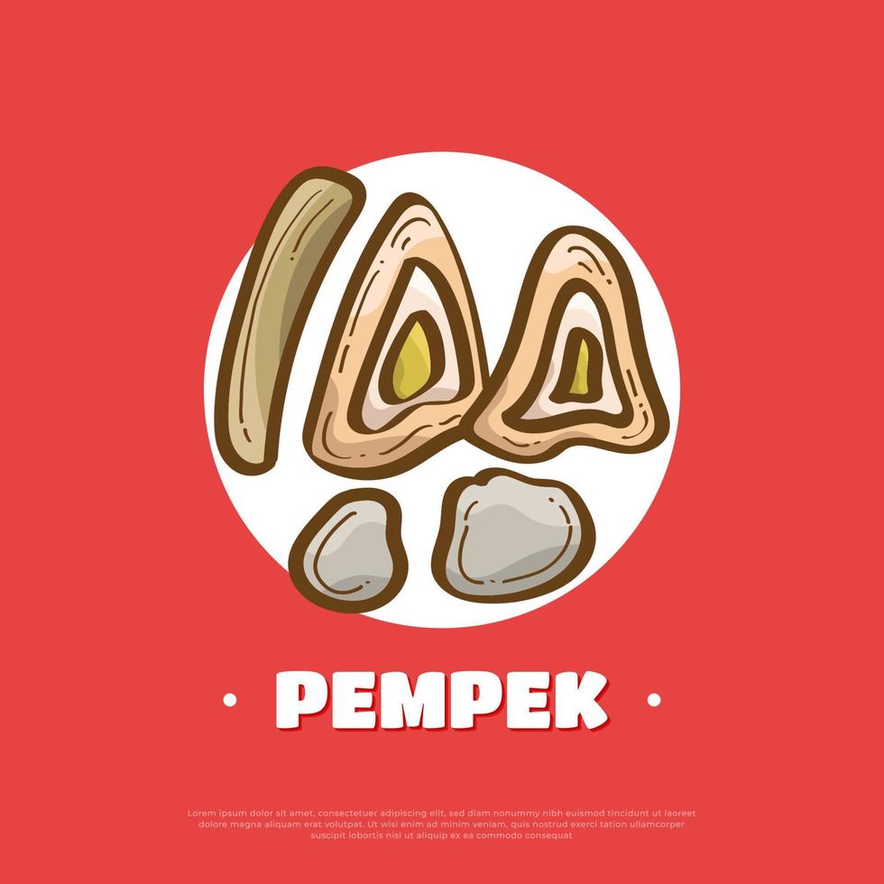 ilustración pempek, comida tradicional indonesia. cocina tradicional de palembang llamada empek-empek vector