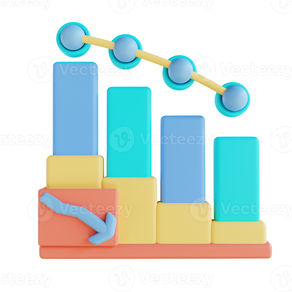 3D illustration business chart  down png