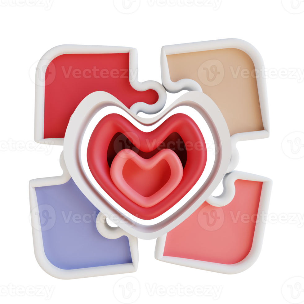 3d illustration love puzzles png