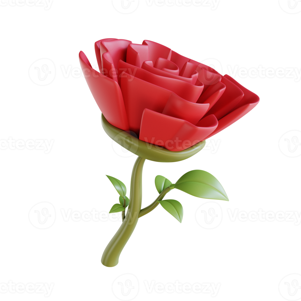 3D illustration a single rose png