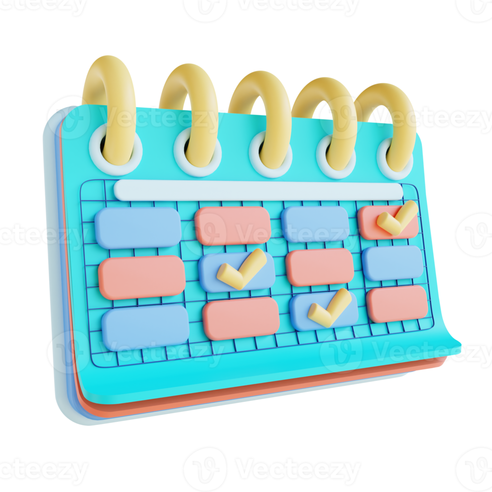 3d illustratie kalender en checklist png