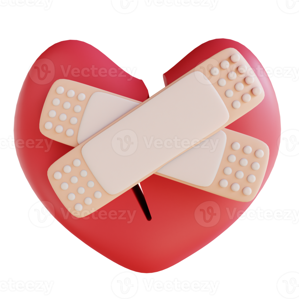 3D illustration broken hearted png