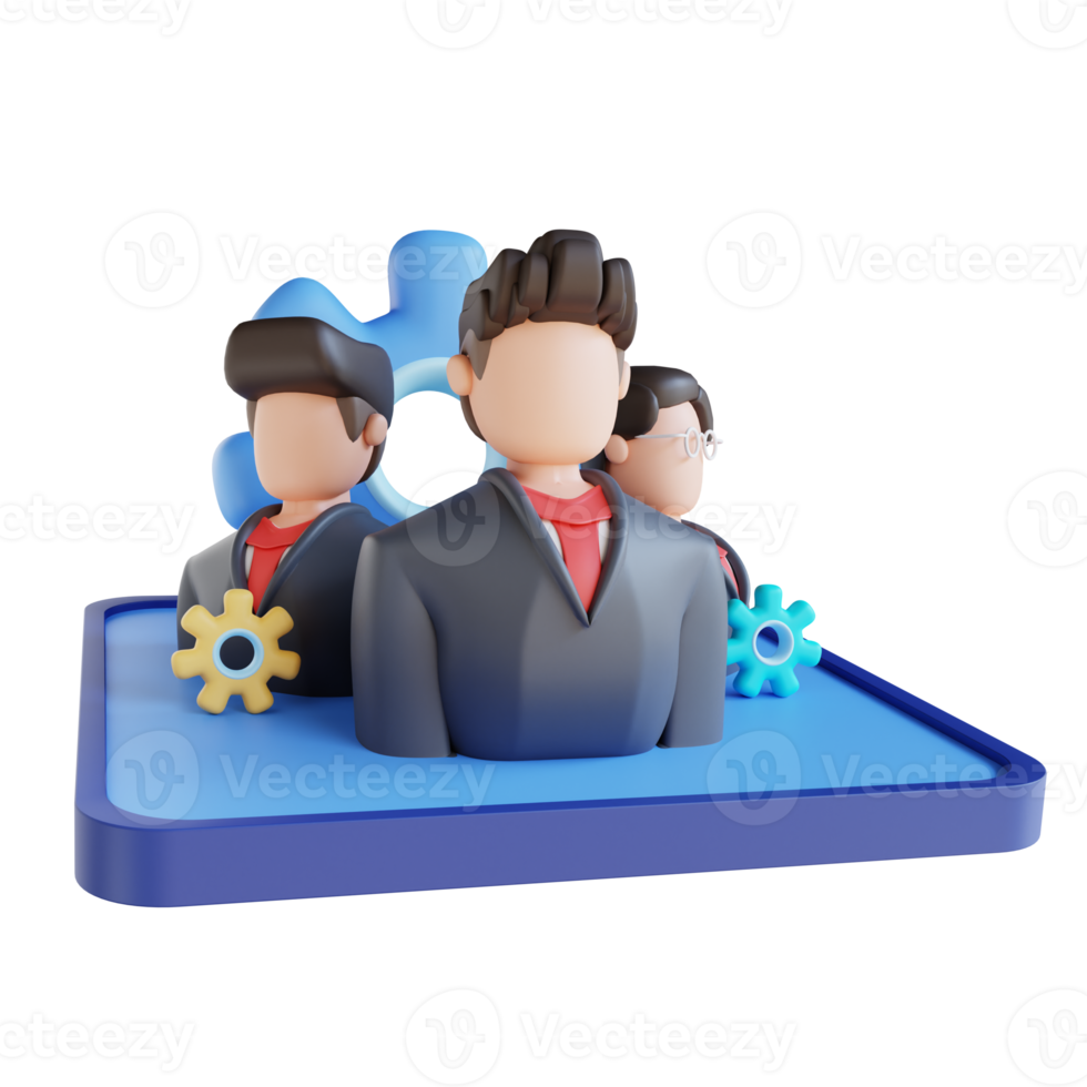 3D illustration team management png