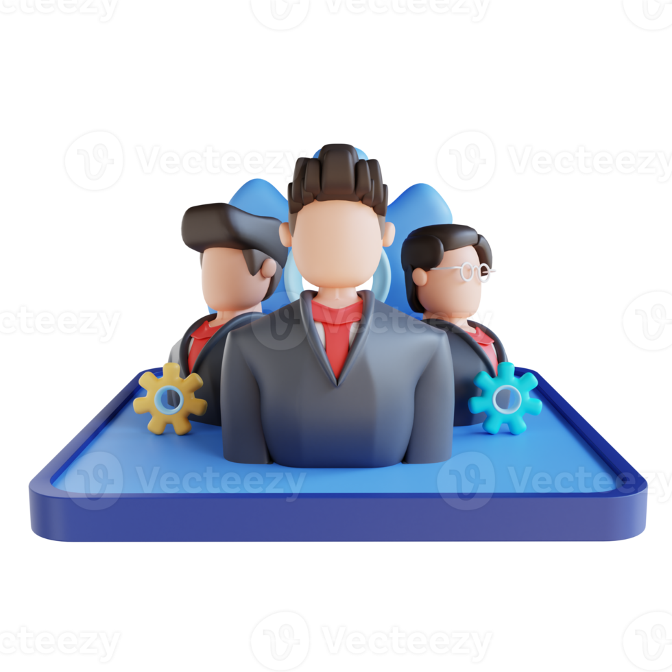 3D illustration team management png