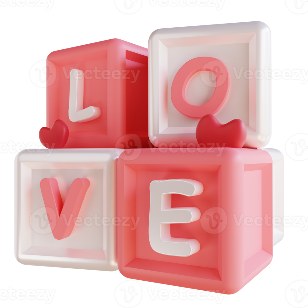 3D illustration cube love block png