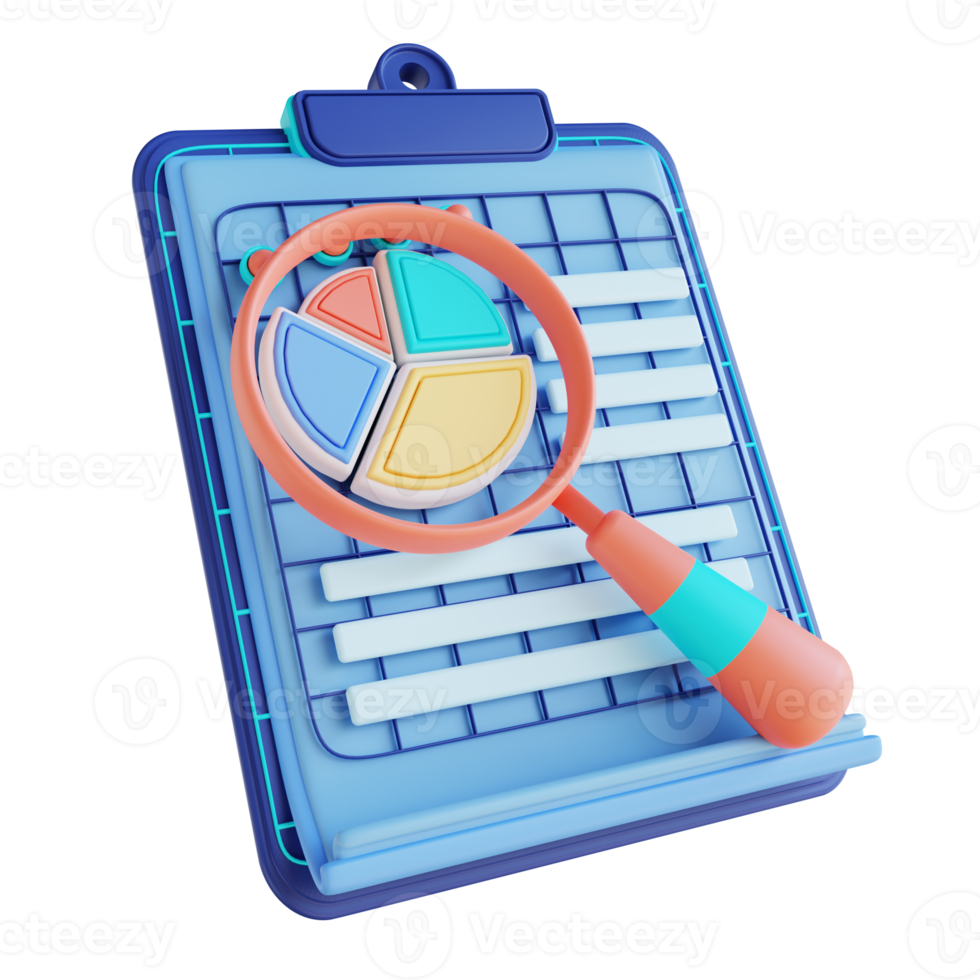 3D illustration analysis data report png