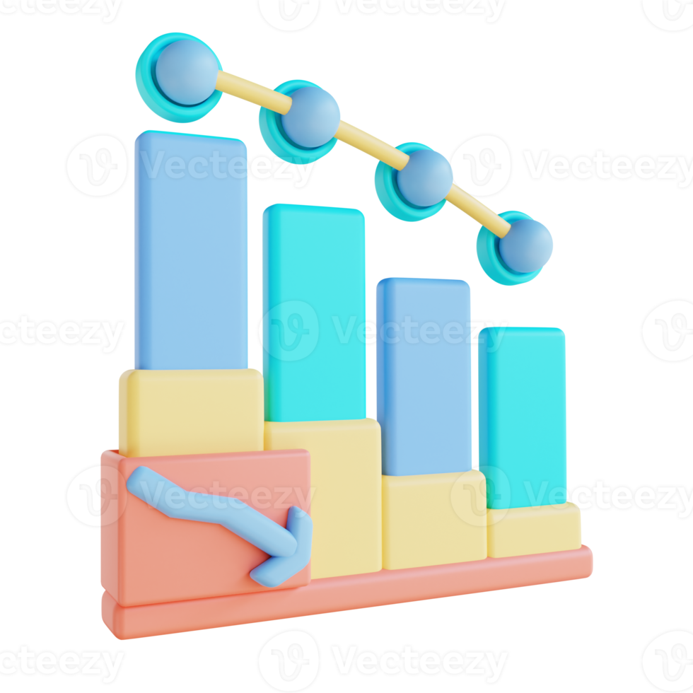 3D illustration business chart  down png