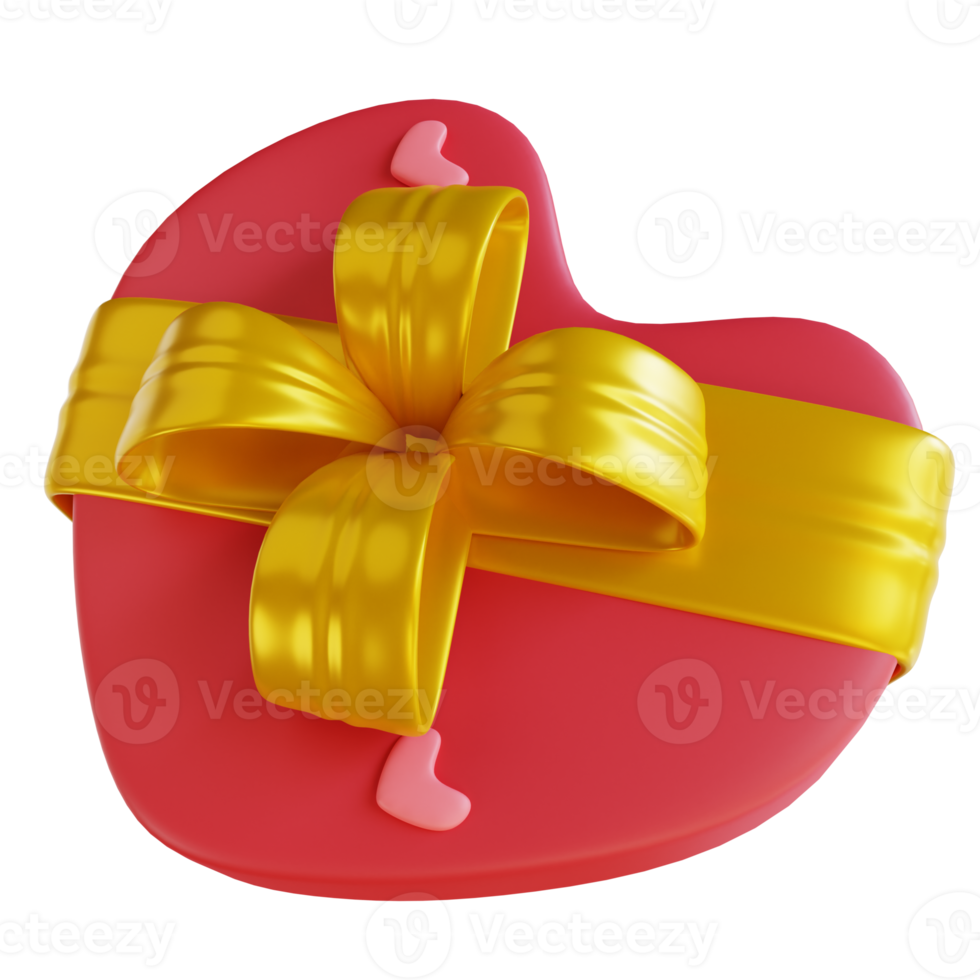 3D illustration love gift box png