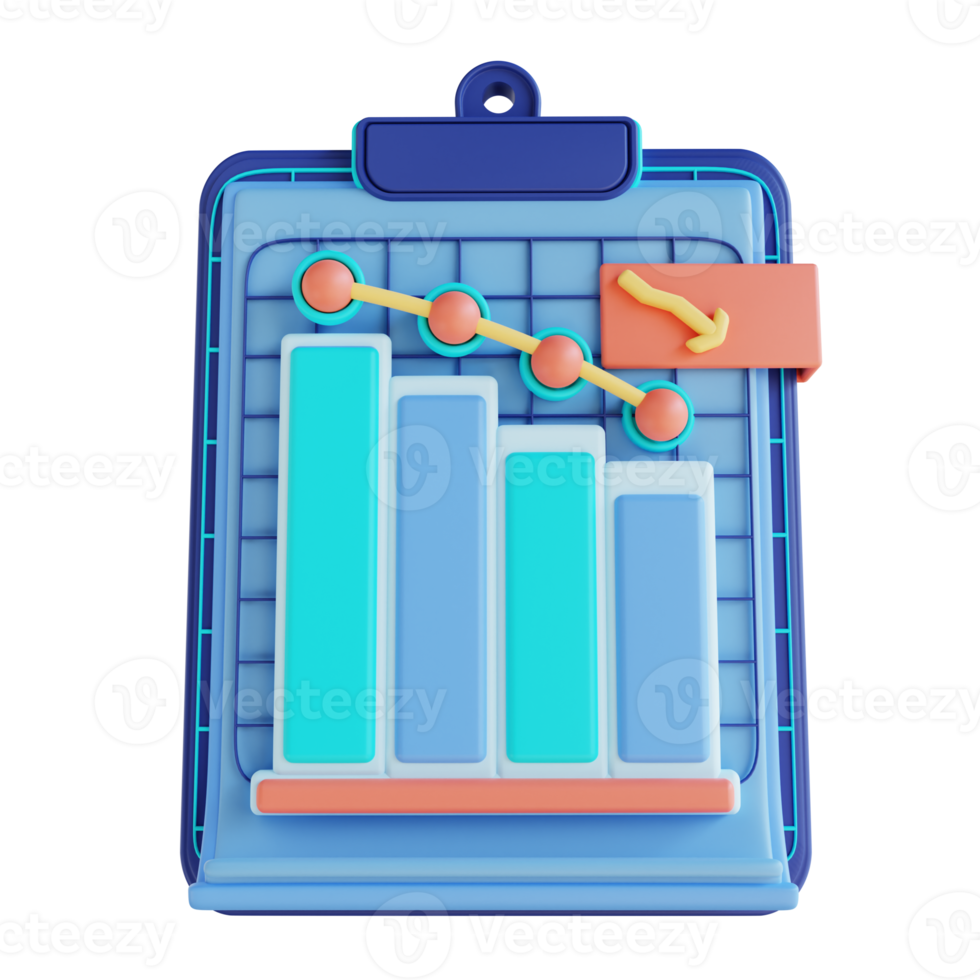 3D illustration analysis data report down png
