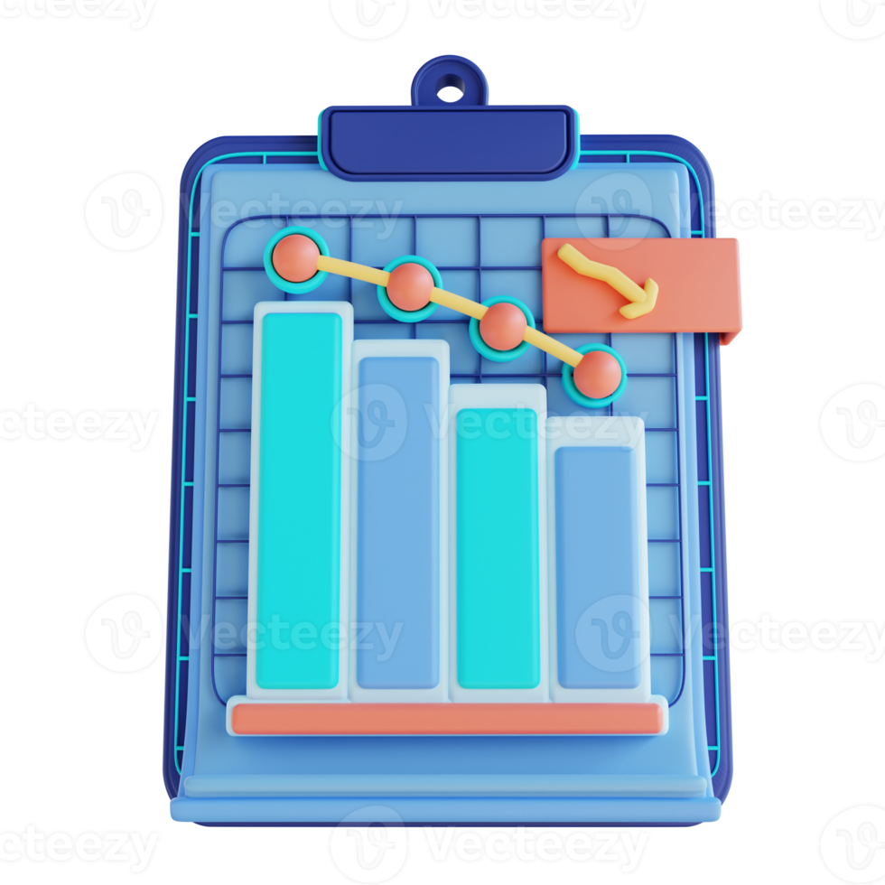 3d illustrazione analisi dati rapporto giù png
