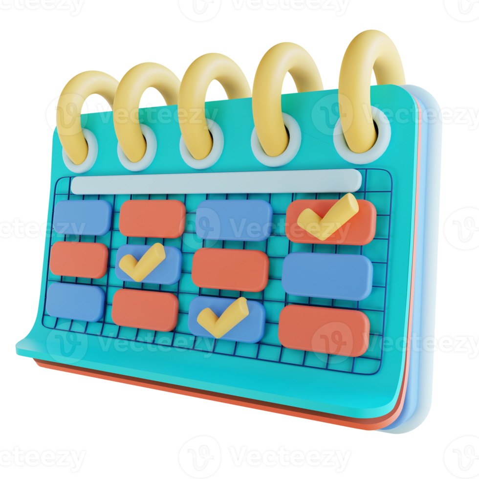 3d illustratie kalender en checklist png