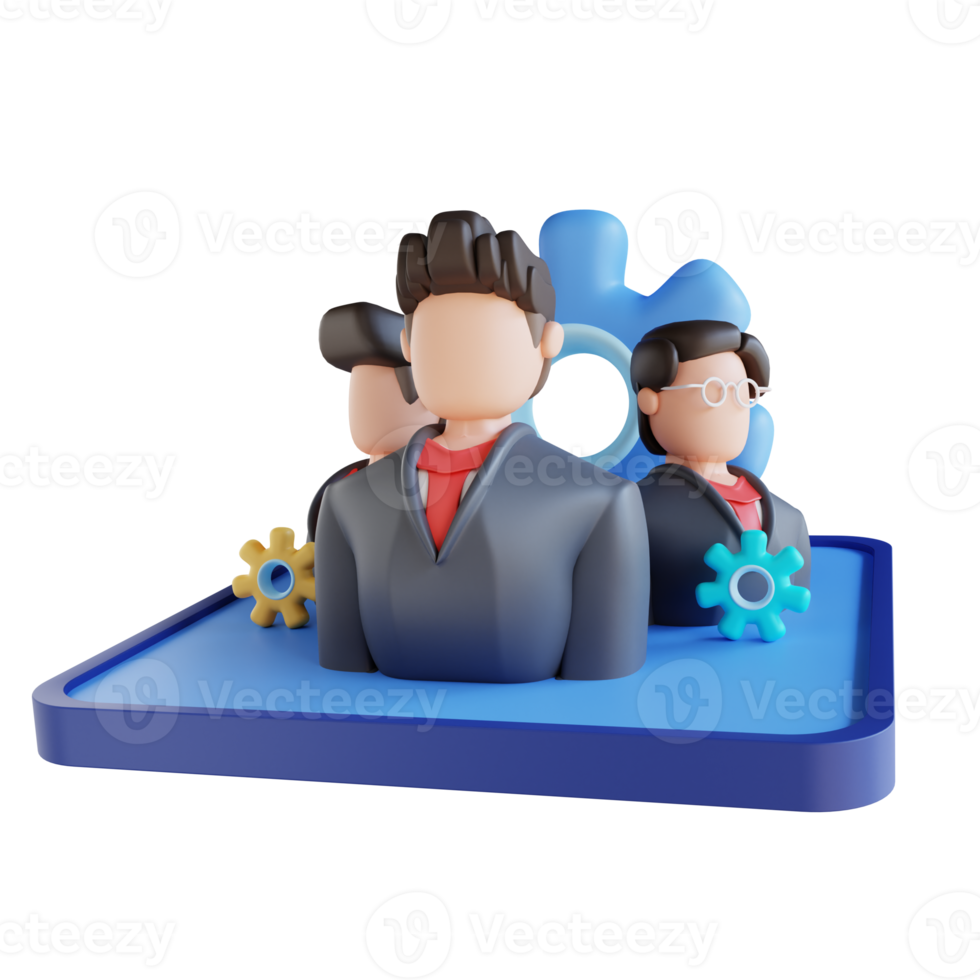 3D illustration team management png