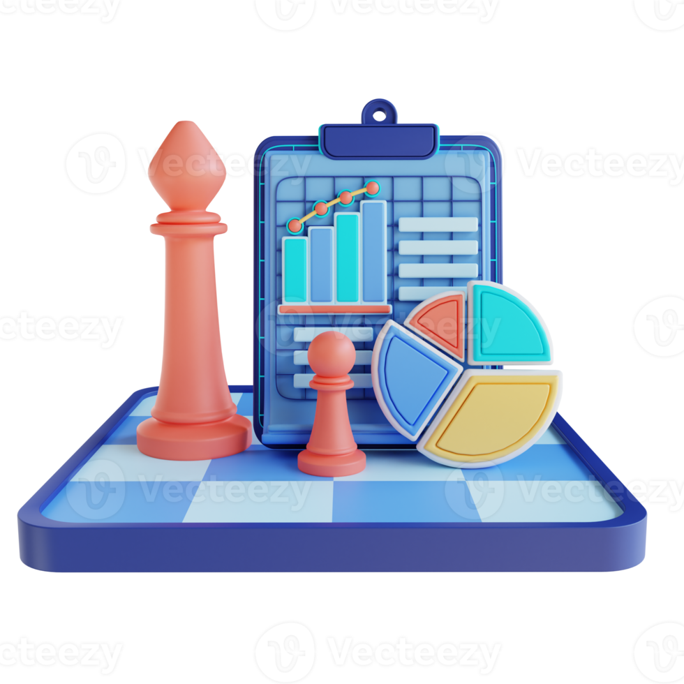 3d illustrazione attività commerciale strategia analisi png