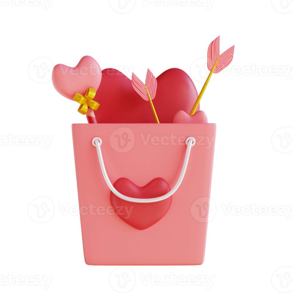 3D illustration paper bag love png