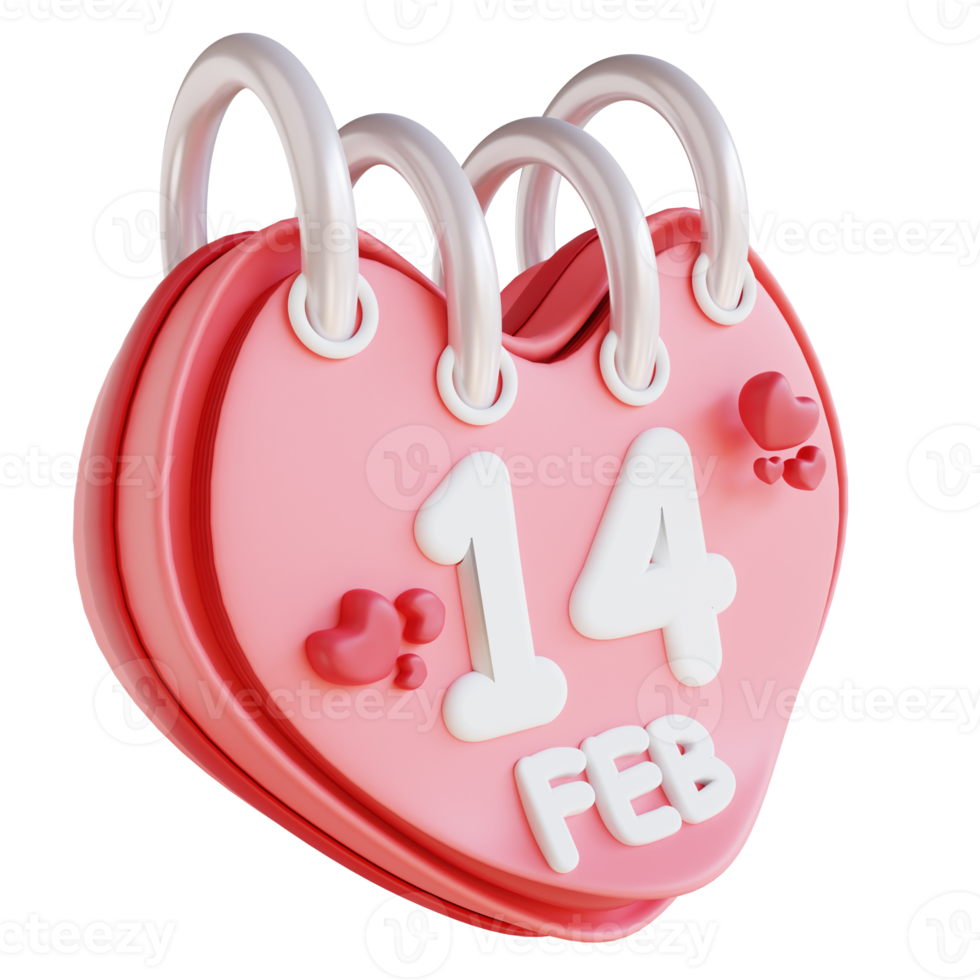 3D illustration valentines calendar png