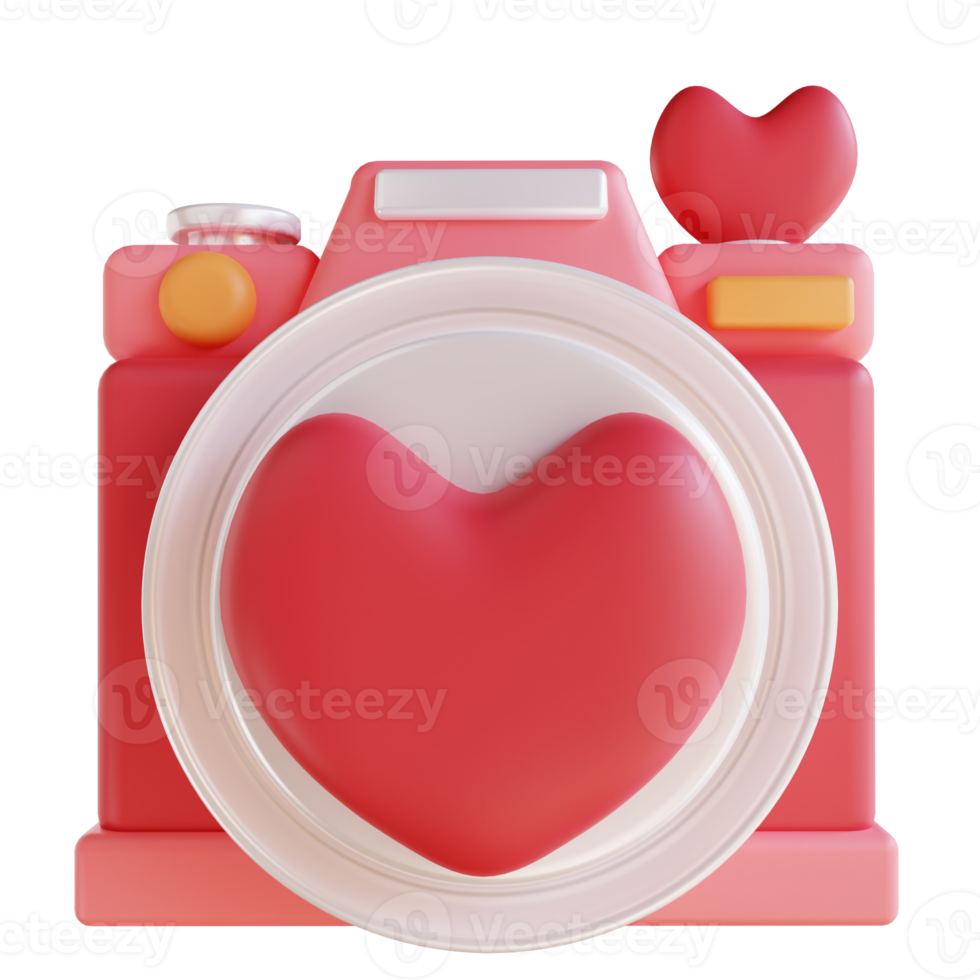 3D illustration love camera png