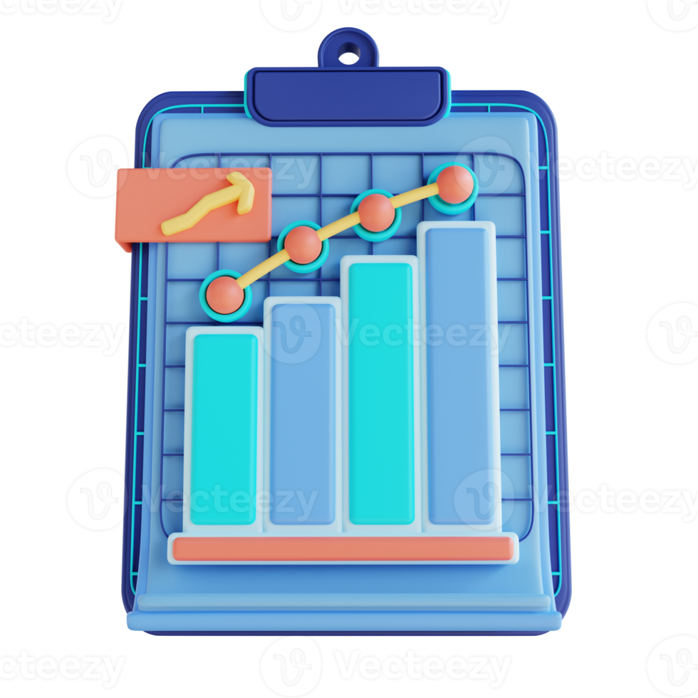 3d illustratie analyse gegevens verslag doen van gaat omhoog png