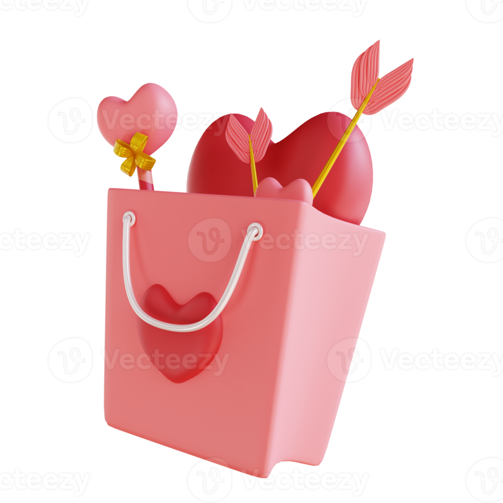 amour de sac en papier illustration 3d png