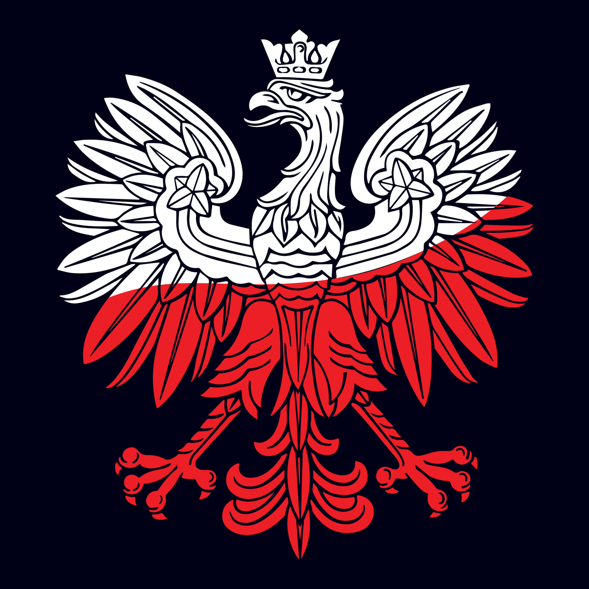 Poland eagle in national white, red colors, as patriotic background