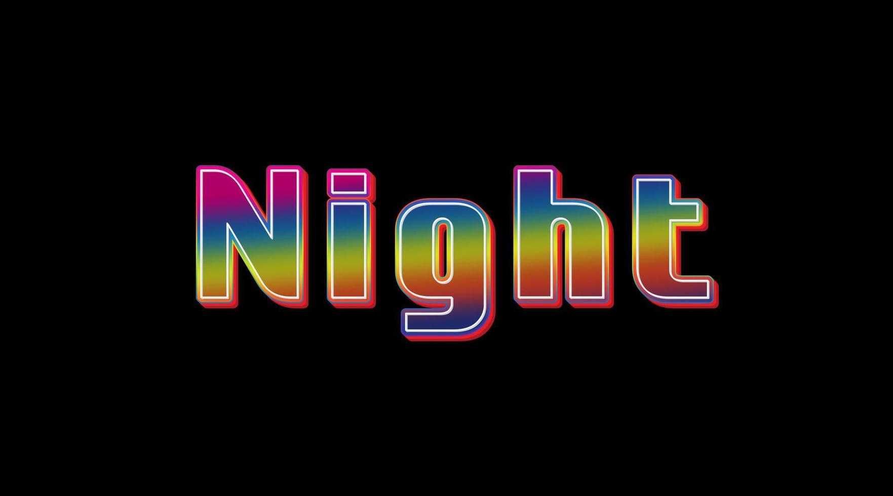 Typography Text Effect - Night Word Slogan Editable. Effects Can be applied in the Graphic Styles Panel. vector