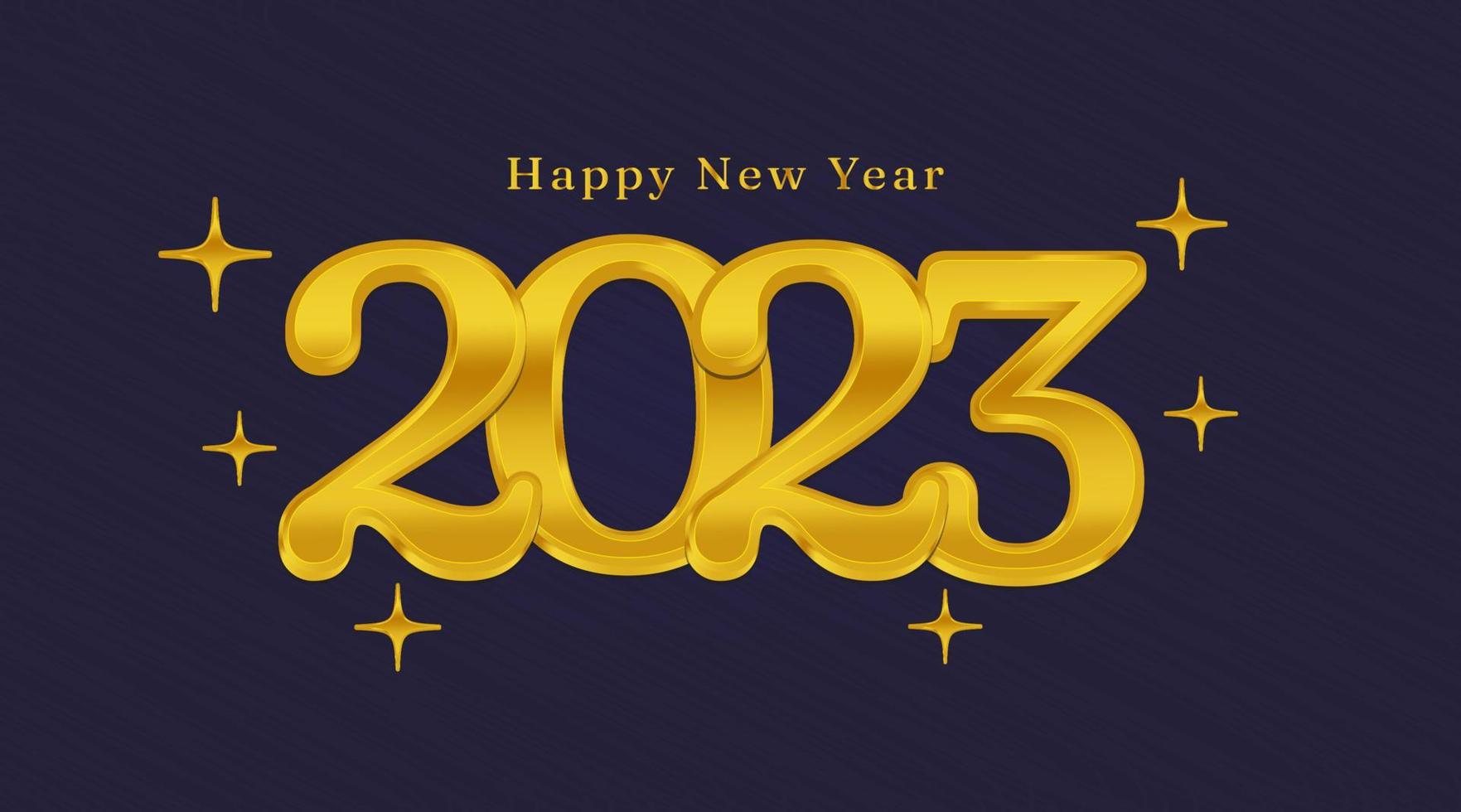 Happy New Year 2023 Typography Design. Greeting Card, Poster, Background. Vector Illustration.