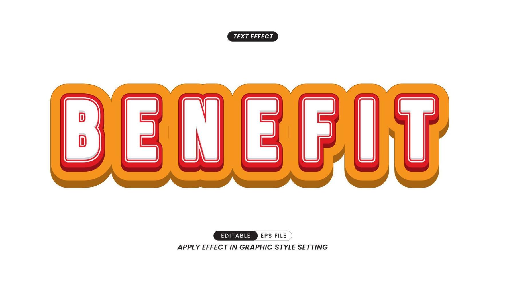 Editable Text Effect - Benefits Word Slogan with Background vector