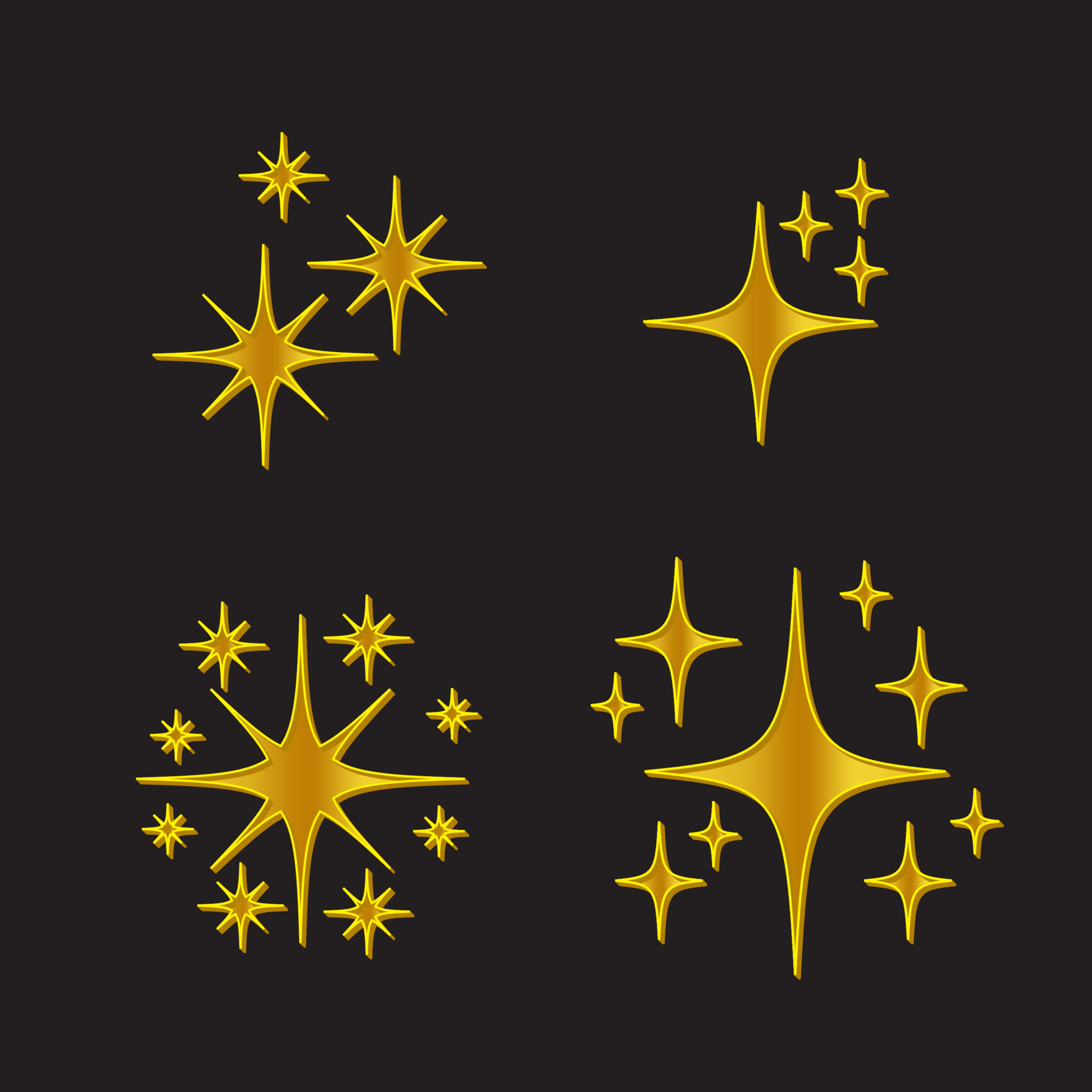 Set of Textured Golden Color Shiny Shape Elements. 16330045 Vector Art