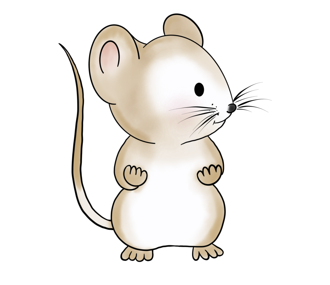 Cute, little, fat brown doodle cartoon mouse character act if exercises and dances. Isolate watercolor image. png