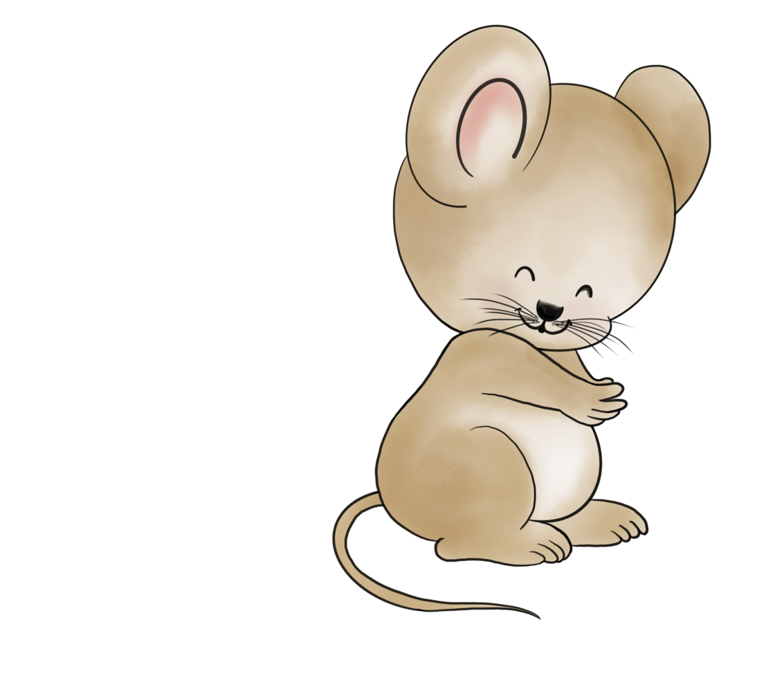 Free lindo, pequeño, gordo personaje de ratón de dibujos animados de fideos  marrones con vergüenza, timidez y buena emoción. aislar la imagen de la  acuarela. 16330064 PNG with Transparent Background