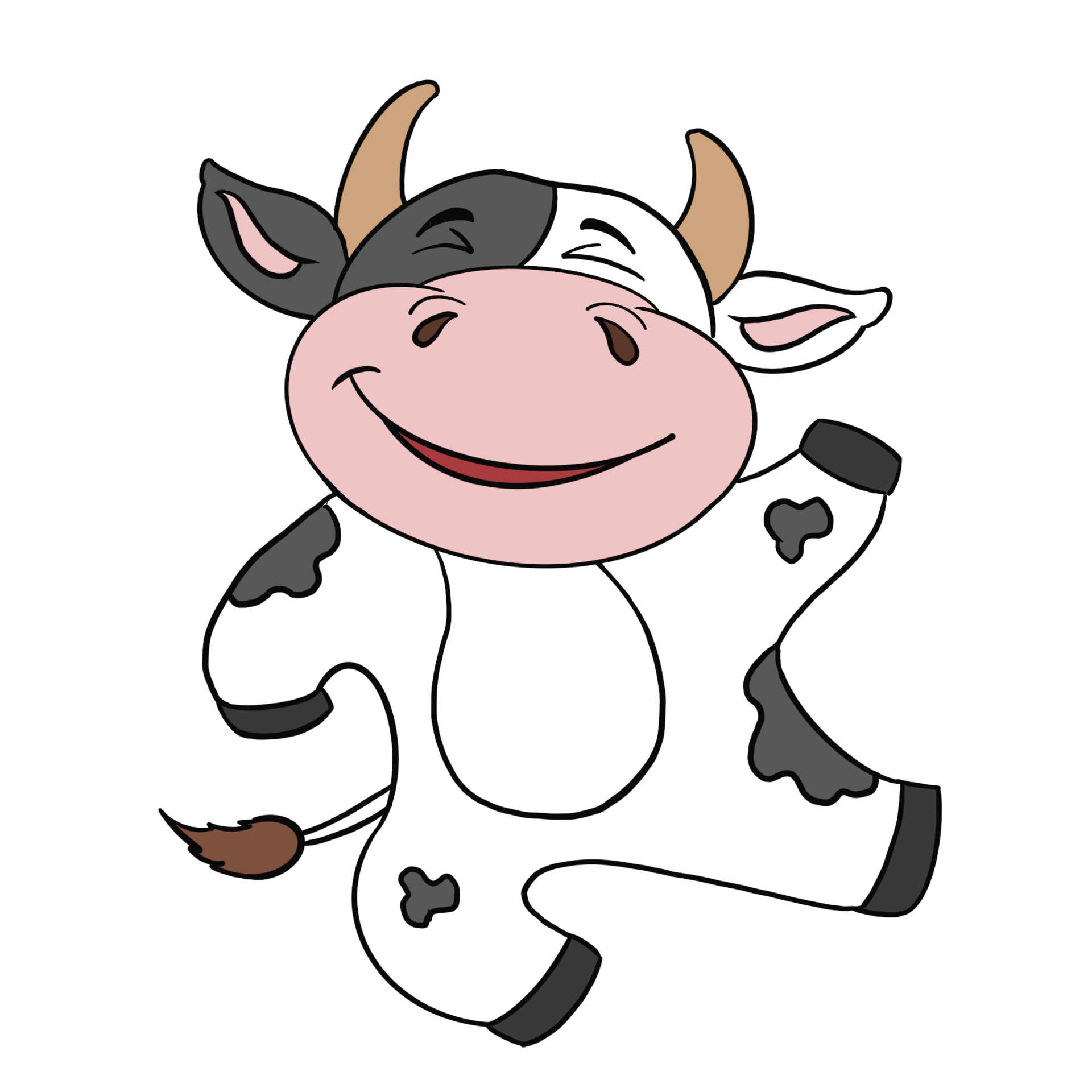 Free Doodle cartoon character cow, black and white color, with a smile and  joyful mood. 16330073 PNG with Transparent Background