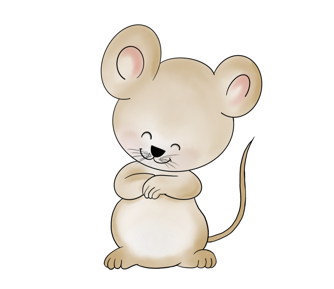 Free lindo, pequeño, gordo personaje de ratón de dibujos animados de fideos  marrones con vergüenza, timidez y buena emoción. aislar la imagen de la  acuarela. 16330081 PNG with Transparent Background
