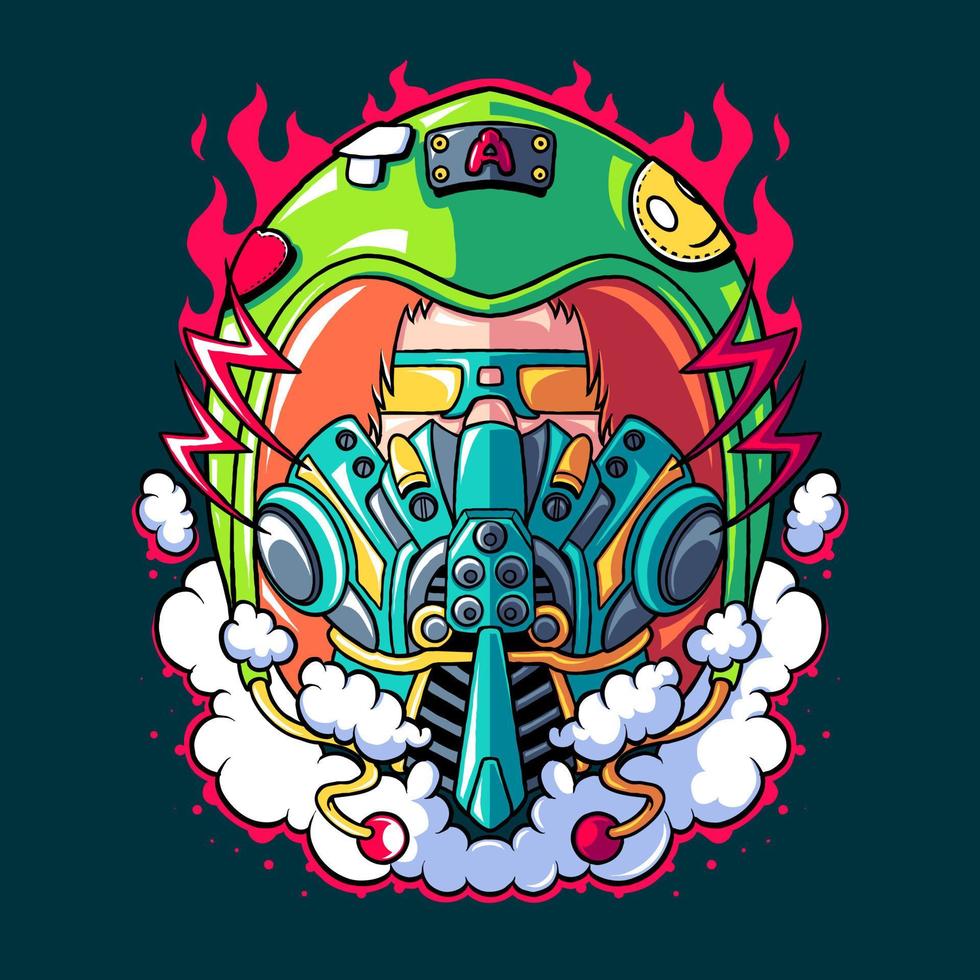 cyberpunk head illustration vector