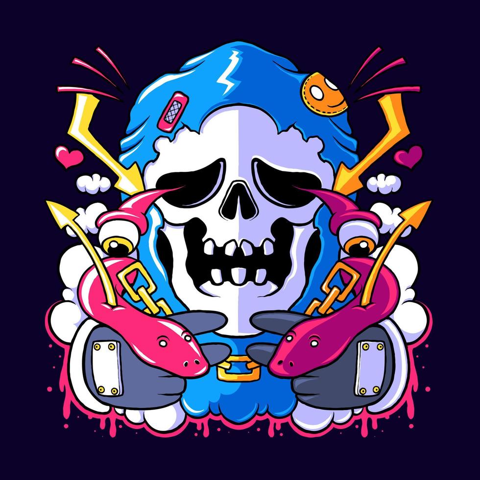 skull doodle illustration vector