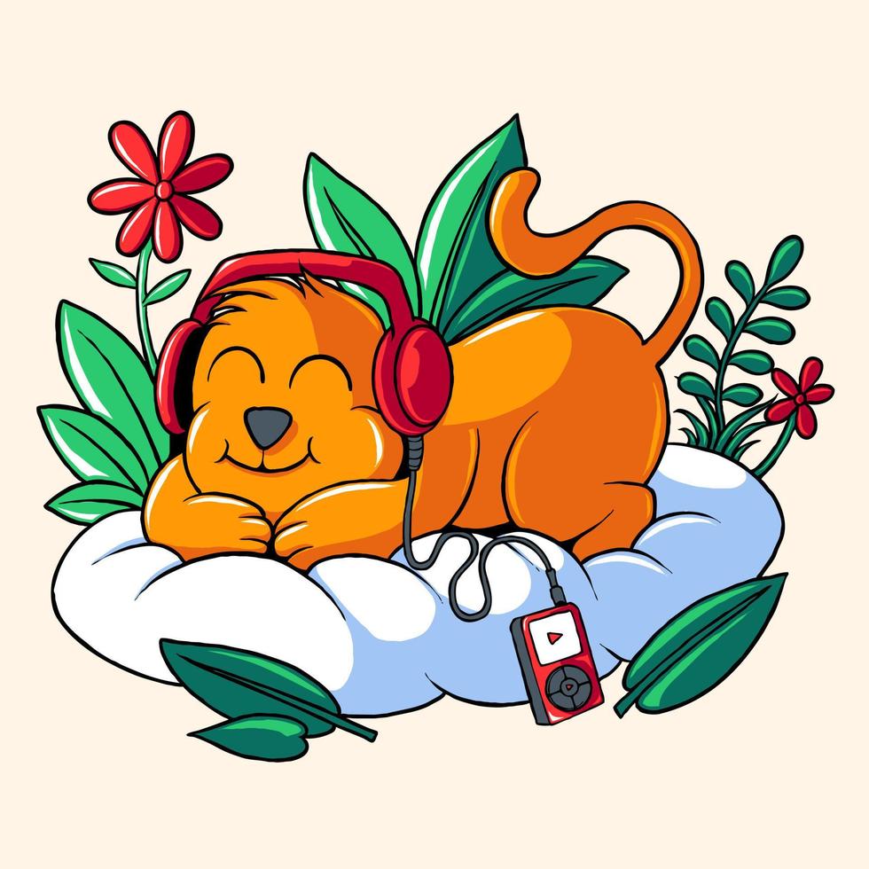 sleeping cat illustration vector