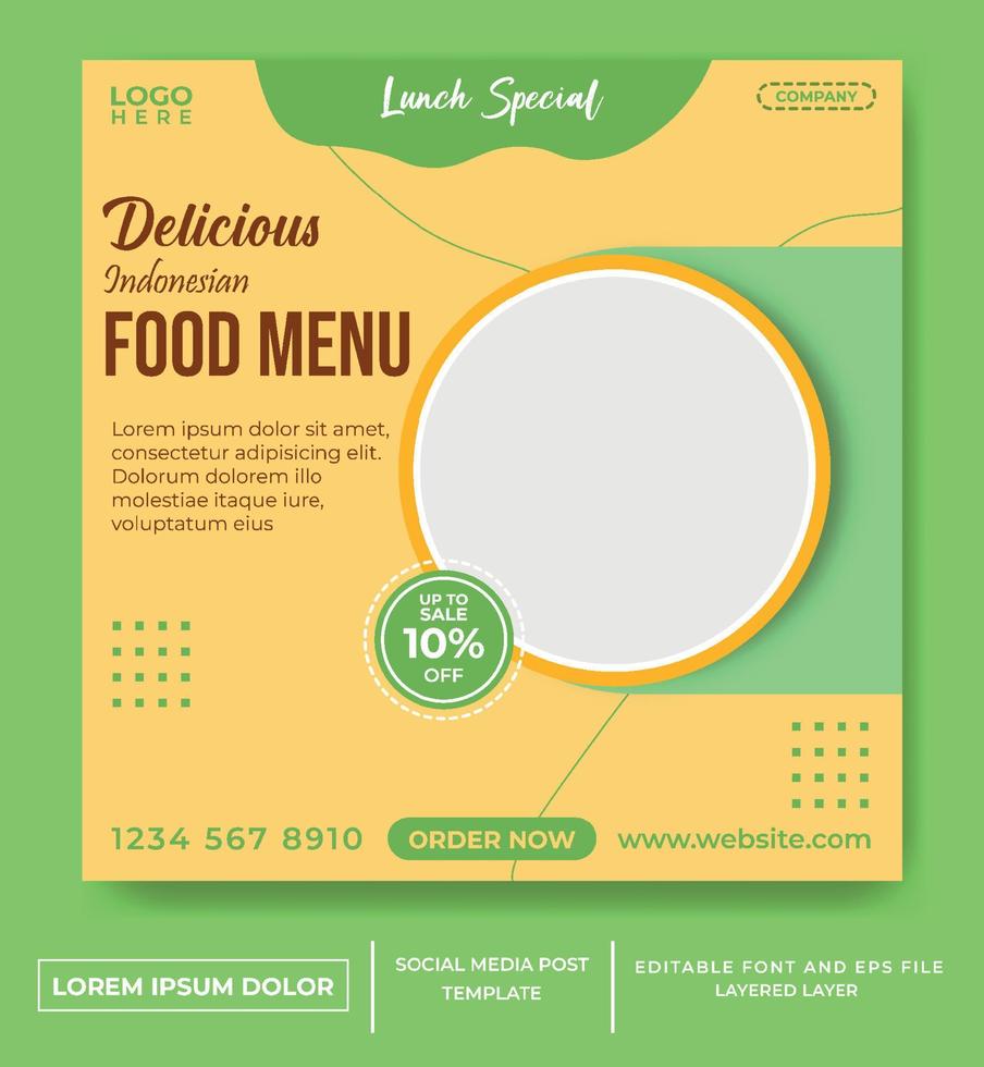 food and drink themed social media post template vector