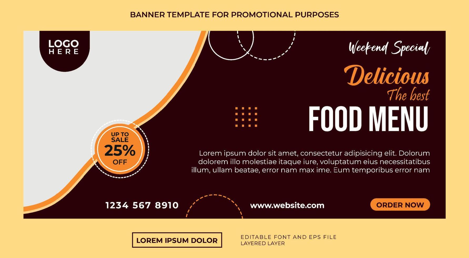 plantilla de banner de tema de comida y bebida vector